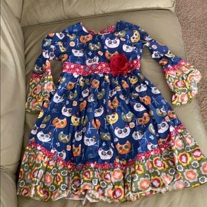 Jelly the Pug cat print dress 5 never worn